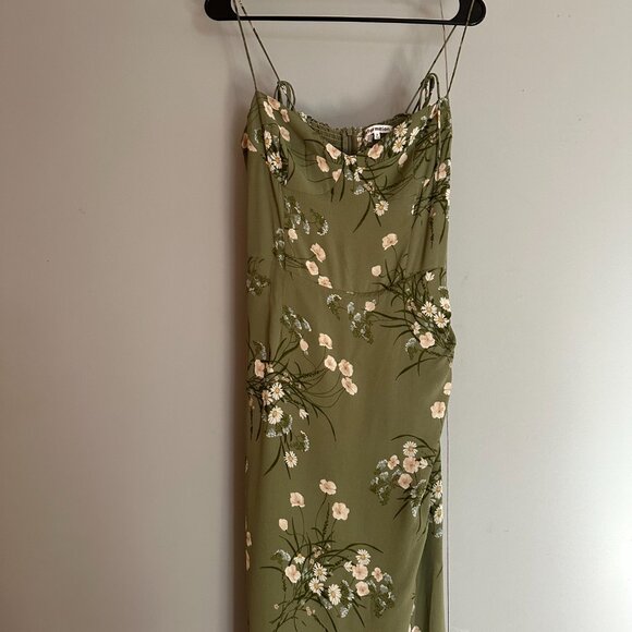 Reformation Green Floral Midi Dress - Picture 2 of 5
